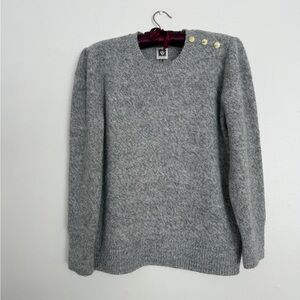 Anne Klein Gray Sweater with Gold Button Accents